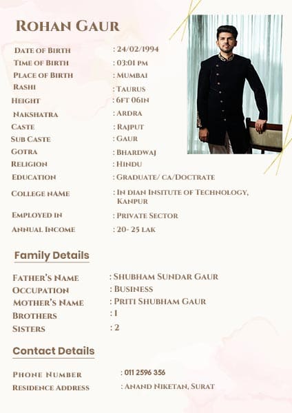 marriage biodata template