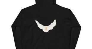 Peace Dove Printed Gap Hoodie Black