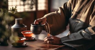 chinese-tea-ceremony-is-performed-by-tea-master-kimono-man-pouring-tea-from-tea-generative-ai_874904-1916