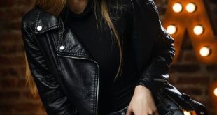 women's black leather jacket