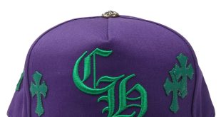 purple and green chrome hearts hat