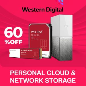 Western Digital Sandisk storage devices, including SSDs and memory cards, showcased with exclusive discounts up to 40% off