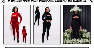 Red and black velvet jumpsuit for women